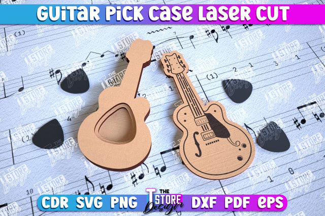 Guitar Pick Case | Picks Holder | Pick Box | Music Accessories | Gift for Guitarist | CNC File SVG The T Store Design 