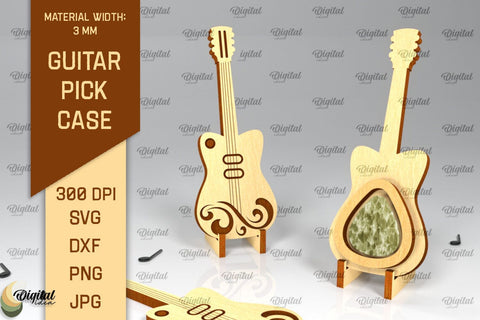 Guitar Pick Holders Laser Cut Bundle. Guitar Pick Cases SVG SVG Evgenyia Guschina 