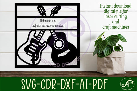 Guitars name sign design for laser cutting or cards SVG APInspireddesigns 