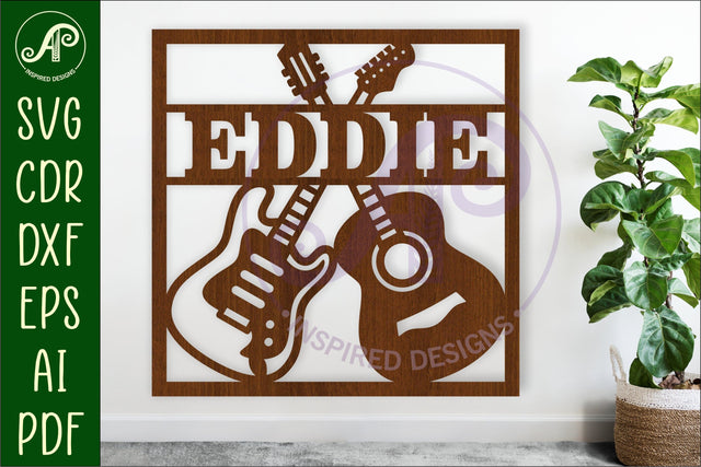 Guitars name sign design for laser cutting or cards SVG APInspireddesigns 