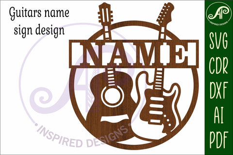 Guitars themed name sign svg laser SVG APInspireddesigns 