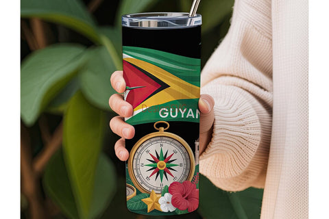 Guyana Tumbler Wrap 20oz Sublimation DesignSVG 