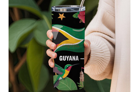 Guyana Tumbler Wrap 20oz Sublimation DesignSVG 