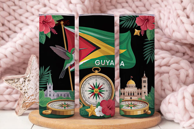 Guyana Tumbler Wrap 20oz Sublimation DesignSVG 