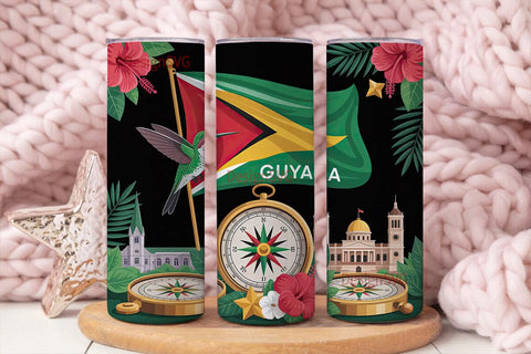 Guyana Tumbler Wrap 20oz Sublimation DesignSVG 