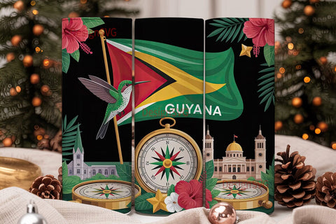 Guyana Tumbler Wrap 20oz Sublimation DesignSVG 