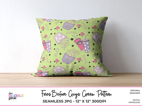 Guys Before Fries Pattern, Valentine Pattern, Trendy Pattern, Scrapbook Paper, Fabric Pattern, Sublimation Pattern, Repeating Pattern Digital Pattern The Doodle Pixie 