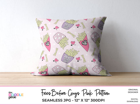 Guys Before Fries Pattern, Valentine Pattern, Trendy Pattern, Scrapbook Paper, Fabric Pattern, Sublimation Pattern, Repeating Pattern Digital Pattern The Doodle Pixie 