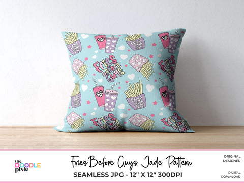 Guys Before Fries Pattern, Valentine Pattern, Trendy Pattern, Scrapbook Paper, Fabric Pattern, Sublimation Pattern, Repeating Pattern Digital Pattern The Doodle Pixie 