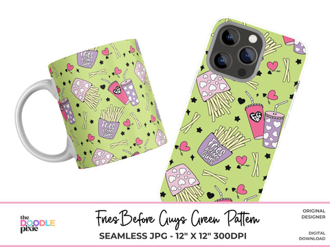 Guys Before Fries Pattern, Valentine Pattern, Trendy Pattern, Scrapbook Paper, Fabric Pattern, Sublimation Pattern, Repeating Pattern Digital Pattern The Doodle Pixie 