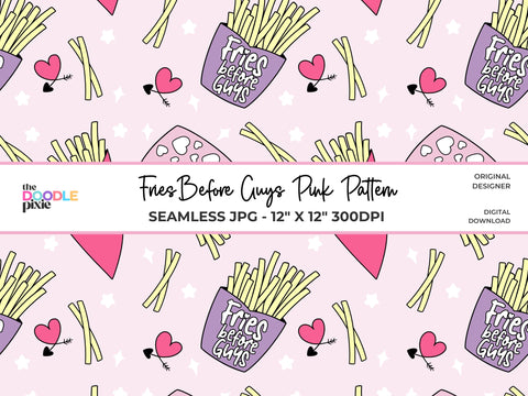 Guys Before Fries Pattern, Valentine Pattern, Trendy Pattern, Scrapbook Paper, Fabric Pattern, Sublimation Pattern, Repeating Pattern Digital Pattern The Doodle Pixie 