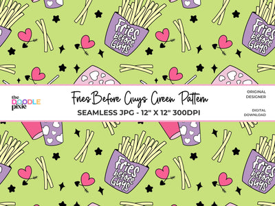 Guys Before Fries Pattern, Valentine Pattern, Trendy Pattern, Scrapbook Paper, Fabric Pattern, Sublimation Pattern, Repeating Pattern Digital Pattern The Doodle Pixie 