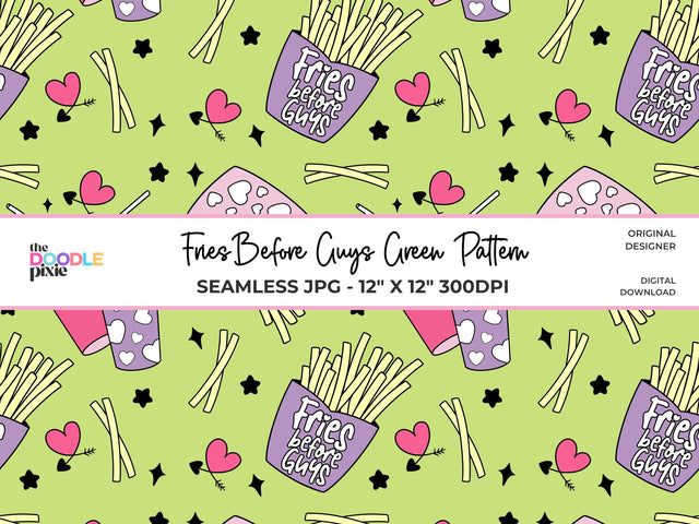 Guys Before Fries Pattern, Valentine Pattern, Trendy Pattern, Scrapbook Paper, Fabric Pattern, Sublimation Pattern, Repeating Pattern Digital Pattern The Doodle Pixie 