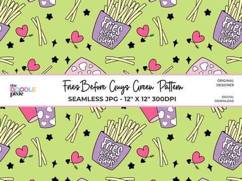 Guys Before Fries Pattern, Valentine Pattern, Trendy Pattern, Scrapbook Paper, Fabric Pattern, Sublimation Pattern, Repeating Pattern Digital Pattern The Doodle Pixie 