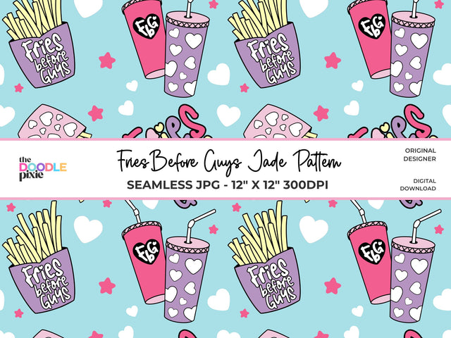 Guys Before Fries Pattern, Valentine Pattern, Trendy Pattern, Scrapbook Paper, Fabric Pattern, Sublimation Pattern, Repeating Pattern Digital Pattern The Doodle Pixie 