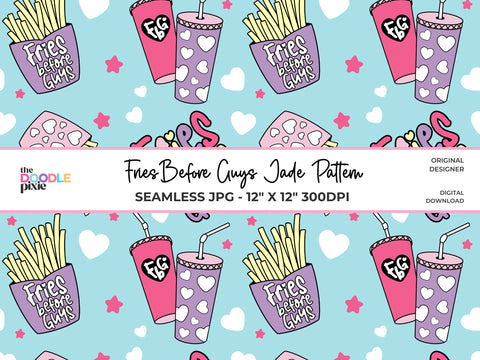 Guys Before Fries Pattern, Valentine Pattern, Trendy Pattern, Scrapbook Paper, Fabric Pattern, Sublimation Pattern, Repeating Pattern Digital Pattern The Doodle Pixie 