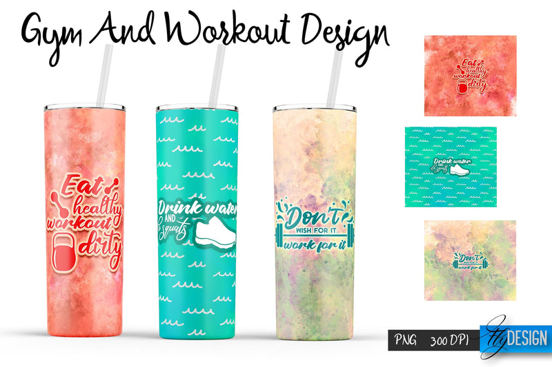 Gym and Workout Tumblers Wrap20 oz | PNG File | 300 DPI Sublimation Fly Design 
