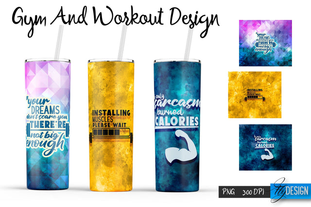 Gym and Workout Tumblers Wrap20 oz | PNG File | 300 DPI Sublimation Fly Design 