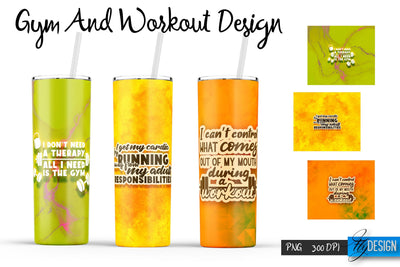 Gym and Workout Tumblers Wrap20 oz | PNG File | 300 DPI Sublimation Fly Design 
