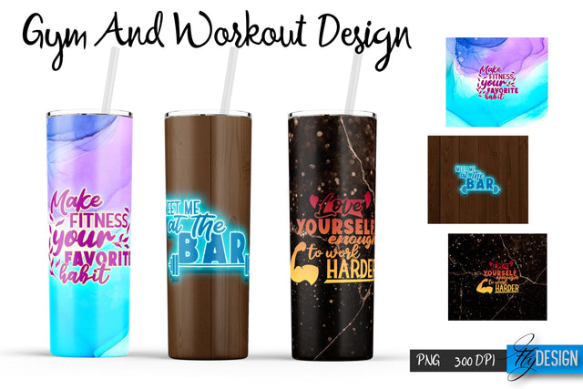Gym and Workout Tumblers Wrap20 oz | PNG File | 300 DPI Sublimation Fly Design 
