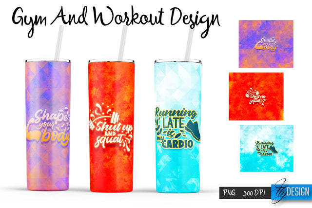 Gym and Workout Tumblers Wrap20 oz | PNG File | 300 DPI Sublimation Fly Design 
