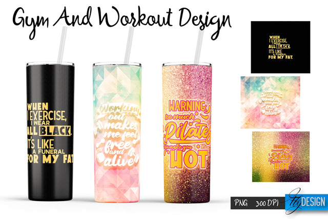 Gym and Workout Tumblers Wrap20 oz | PNG File | 300 DPI Sublimation Fly Design 