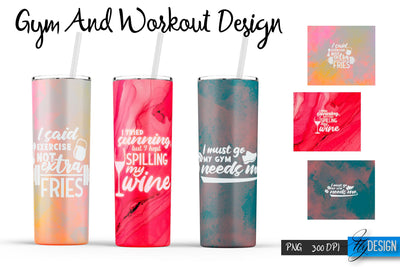Gym and Workout Tumblers Wrap20 oz | PNG File | 300 DPI Sublimation Fly Design 