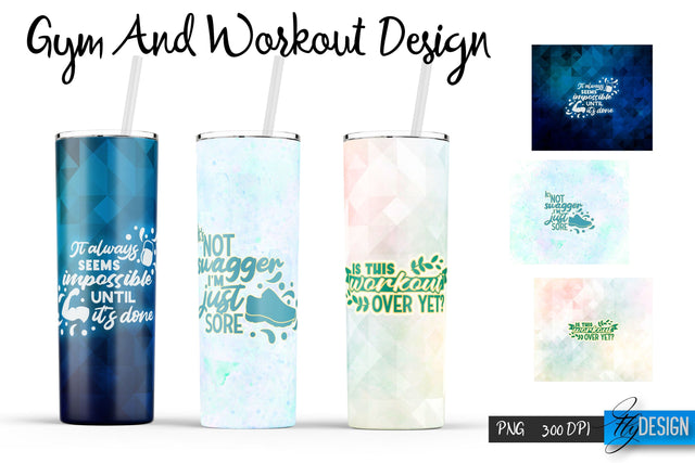 Gym and Workout Tumblers Wrap20 oz | PNG File | 300 DPI Sublimation Fly Design 