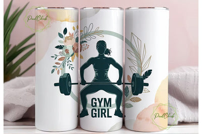 Gym Girl 20oz Tumbler Wrap Sublimation PixelChick 