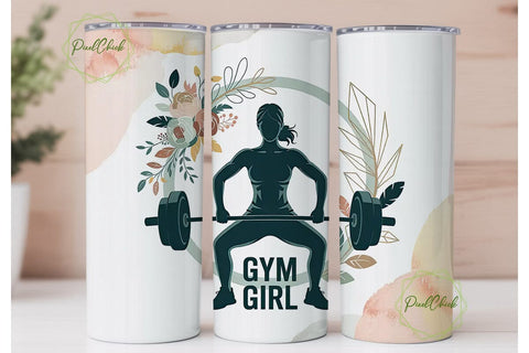 Gym Girl 20oz Tumbler Wrap Sublimation PixelChick 