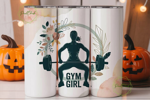 Gym Girl 20oz Tumbler Wrap Sublimation PixelChick 