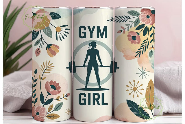 Gym Girl 20oz Tumbler Wrap Sublimation PixelChick 