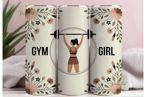 Gym Girl Boho Floral 20oz Tumbler Wrap Sublimation PixelChick 
