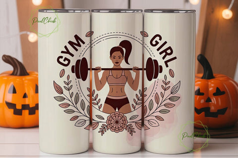 Gym Girl Boho Floral 20oz Tumbler Wrap Sublimation PixelChick 