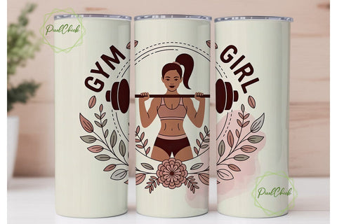 Gym Girl Boho Floral 20oz Tumbler Wrap Sublimation PixelChick 