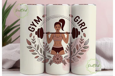 Gym Girl Boho Floral 20oz Tumbler Wrap Sublimation PixelChick 