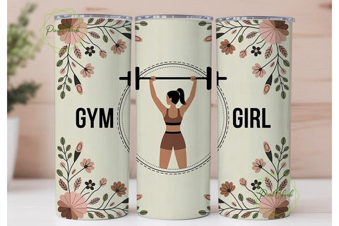 Gym Girl Boho Floral 20oz Tumbler Wrap Sublimation PixelChick 