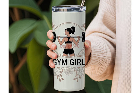 Gym Girl Floral 20oz Tumbler Wrap Sublimation DesignSVG 