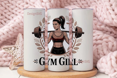 Gym Girl Floral 20oz Tumbler Wrap Sublimation DesignSVG 