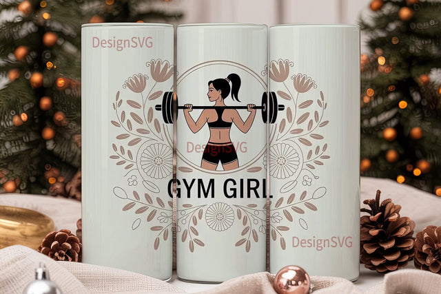 Gym Girl Floral 20oz Tumbler Wrap Sublimation DesignSVG 