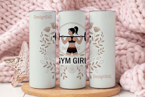Gym Girl Floral 20oz Tumbler Wrap Sublimation DesignSVG 