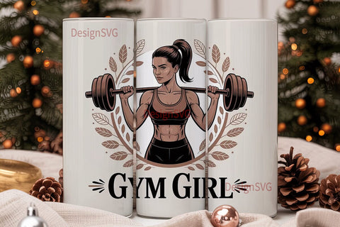 Gym Girl Floral 20oz Tumbler Wrap Sublimation DesignSVG 