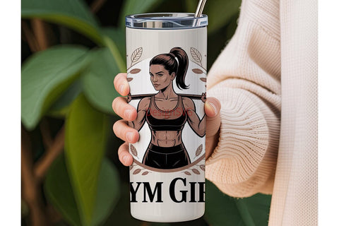 Gym Girl Floral 20oz Tumbler Wrap Sublimation DesignSVG 