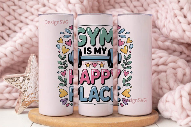 Gym Happy Place 20oz Tumbler Design Sublimation DesignSVG 