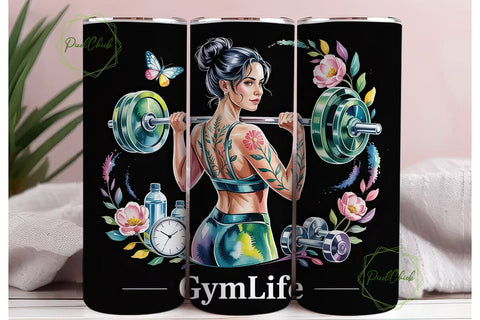 GYM LIFE 20oz Tumbler Design Sublimation PixelChick 
