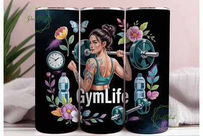 GYM LIFE 20oz Tumbler Design Sublimation PixelChick 