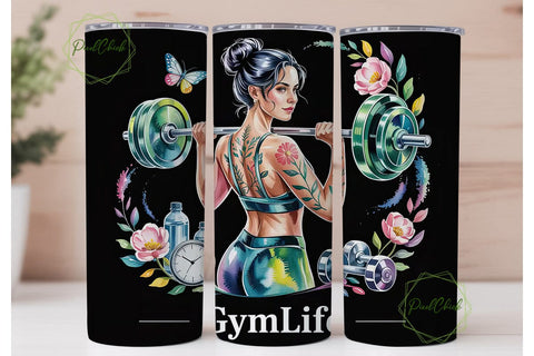 GYM LIFE 20oz Tumbler Design Sublimation PixelChick 