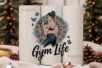 Gym Life Mandala 20oz Tumbler Wrap Sublimation DesignSVG 