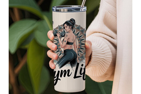 Gym Life Mandala 20oz Tumbler Wrap Sublimation DesignSVG 