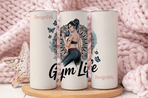 Gym Life Mandala 20oz Tumbler Wrap Sublimation DesignSVG 
